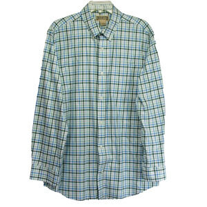 Men's Large Dress Shirt DULUTH TRADING Button Down Top Long Sleeve Plaid